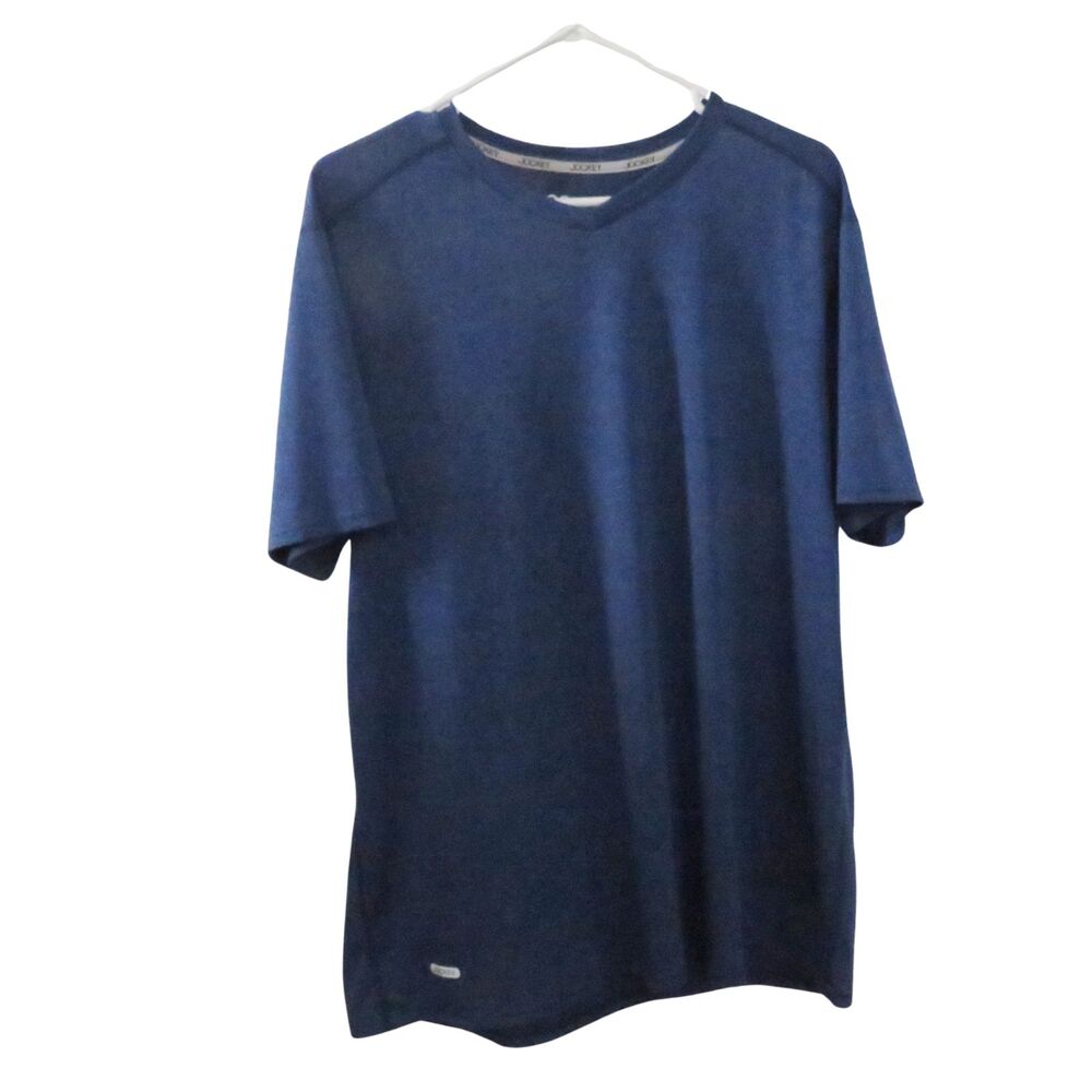 Jockey Pullover Shirt Men Lg Dark Blue, Performance V Neck Casual Short Sleeved